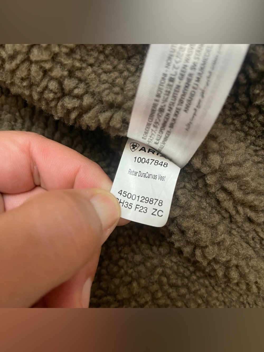 ARIAT REBAR Vest Large Wren Sherpa Lining Duracanvas Tough Max - Picture 8 of 12